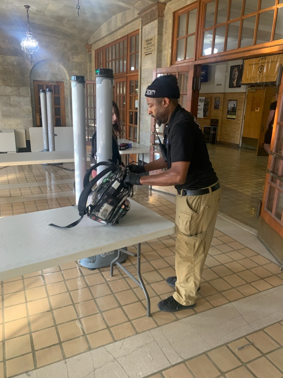 Security checking backpacks