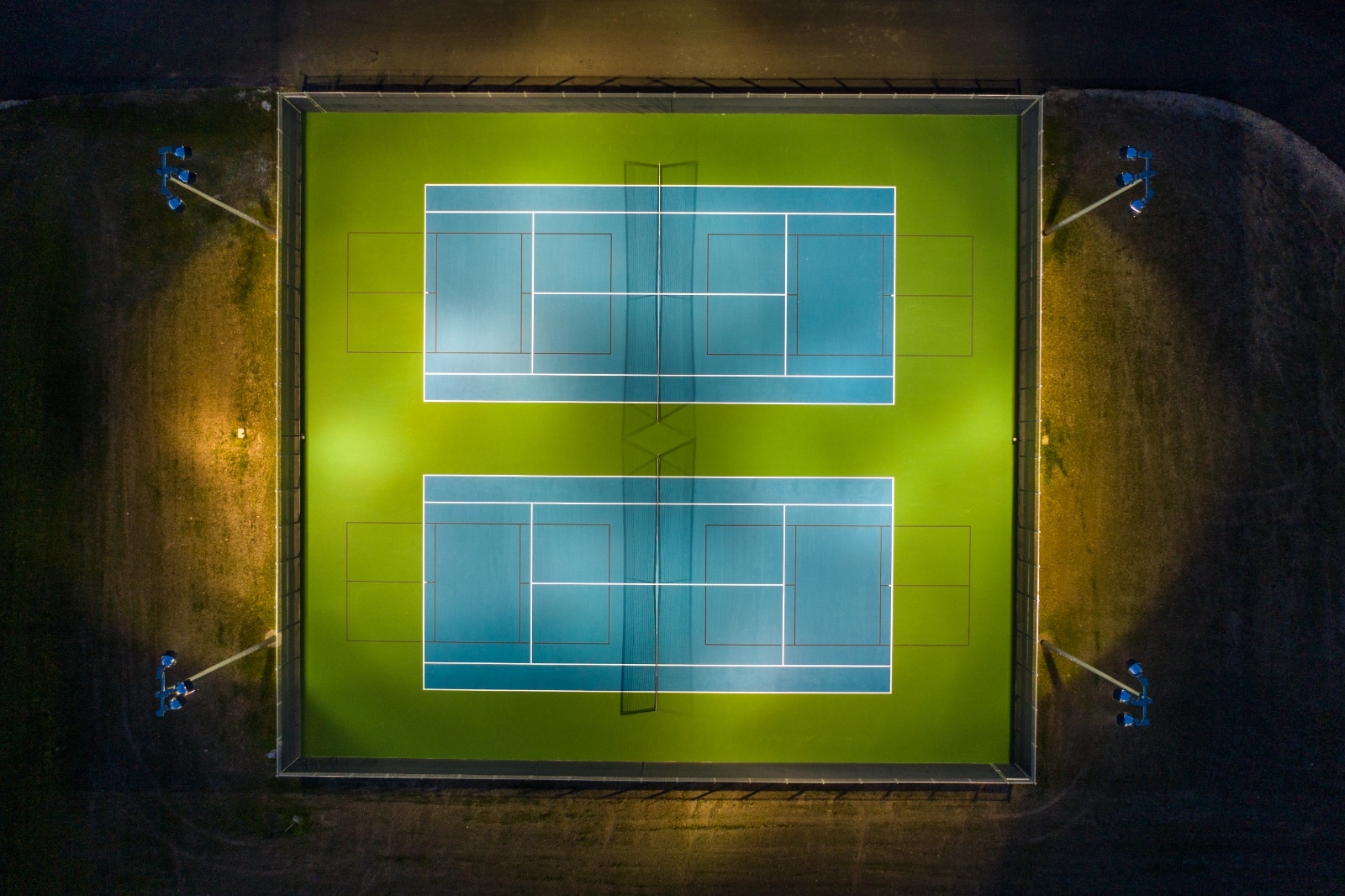 Tennis courts at night
