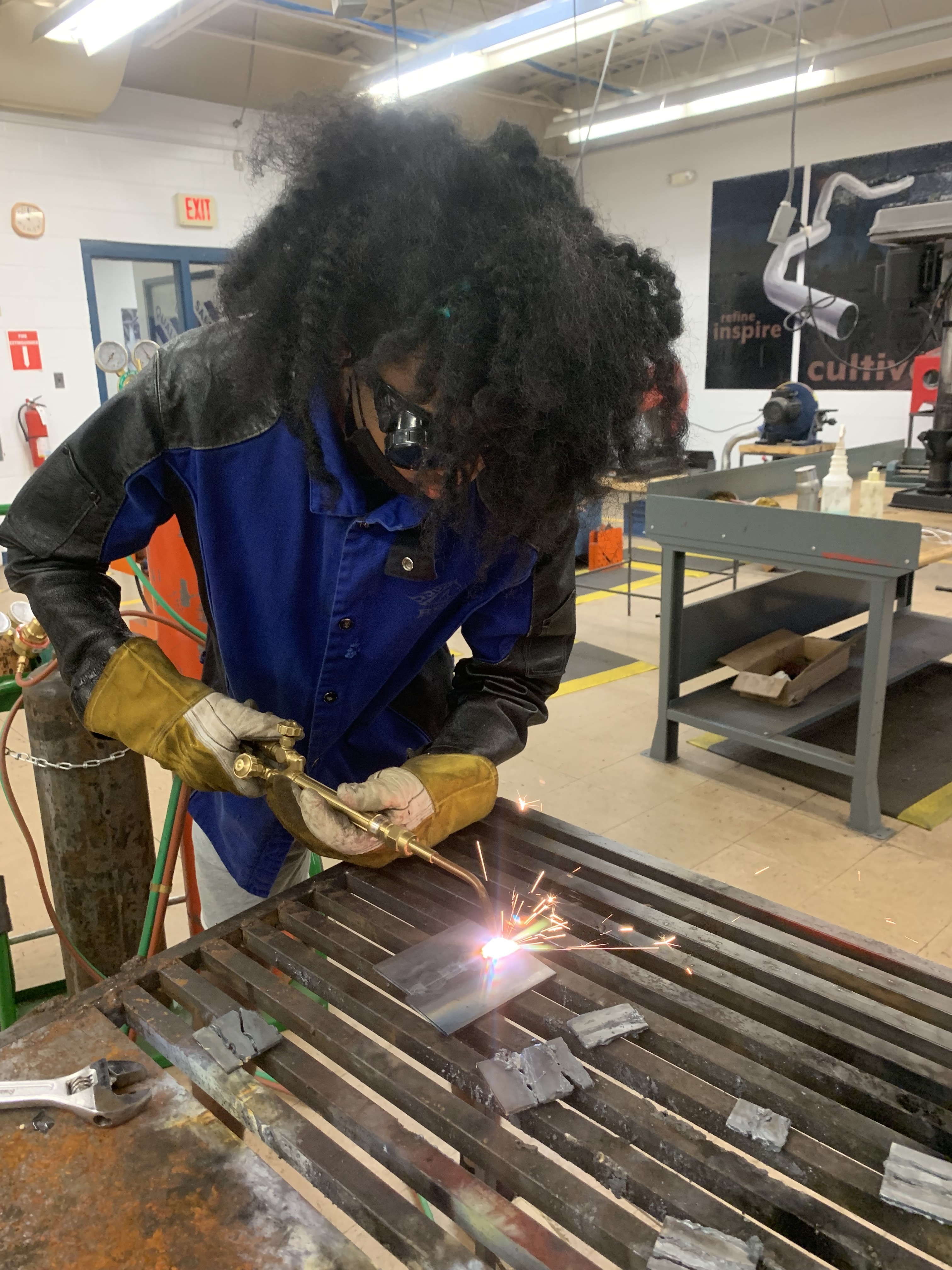 student welding