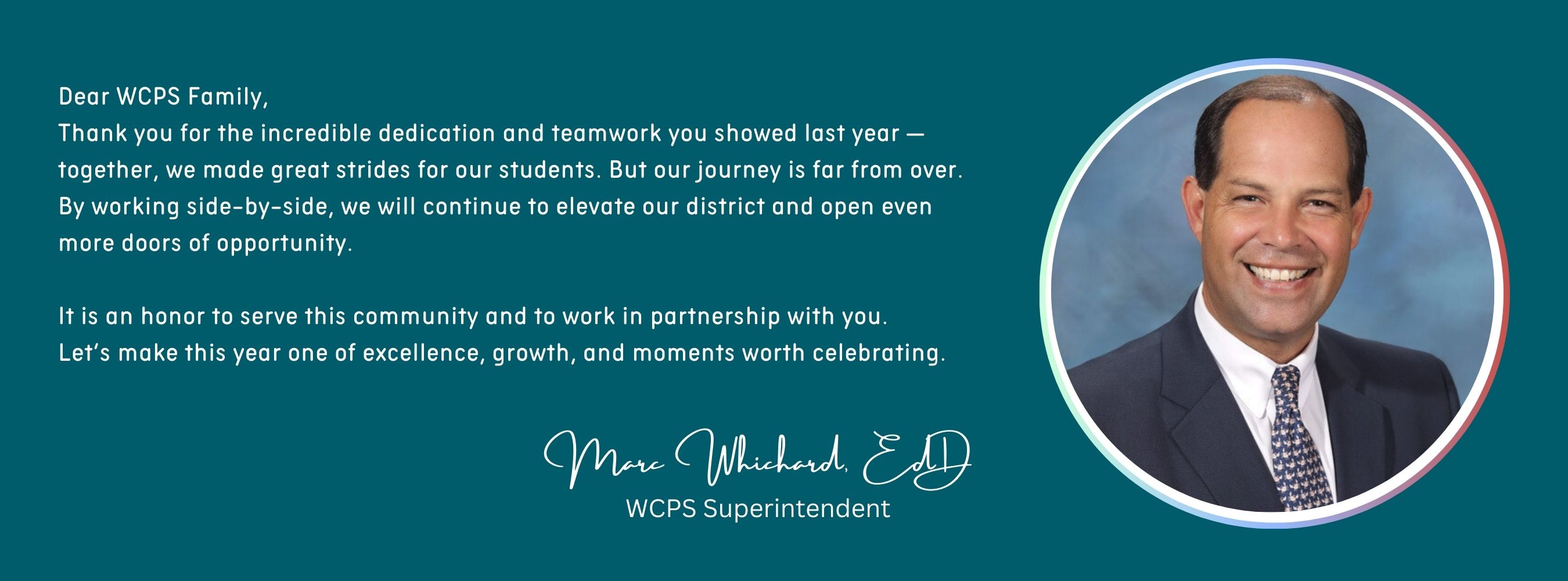 message from district superintendent saying hello and welcome back