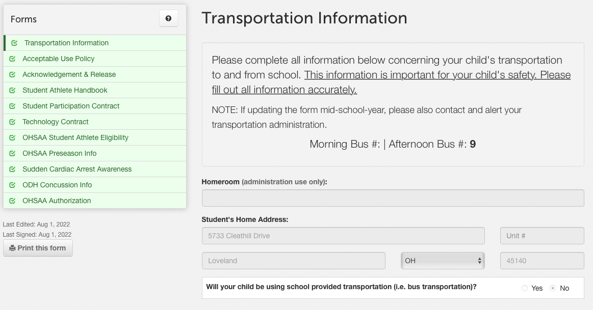 transportation information site