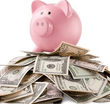 piggy bank on money photo