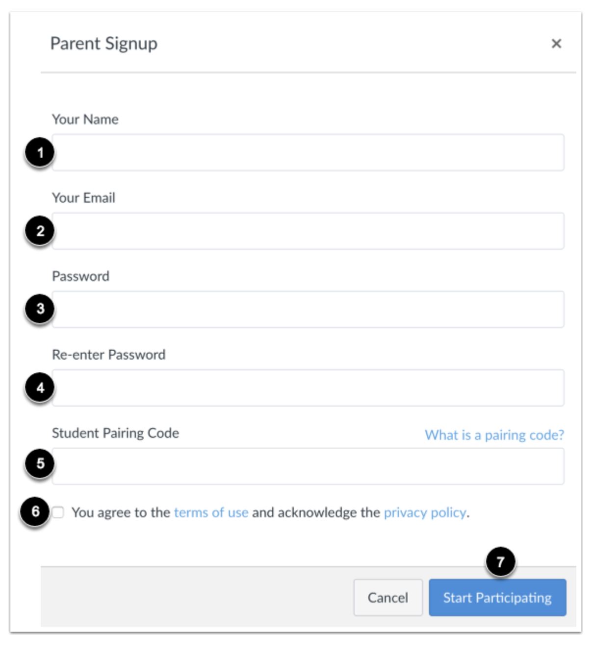 sign up details page