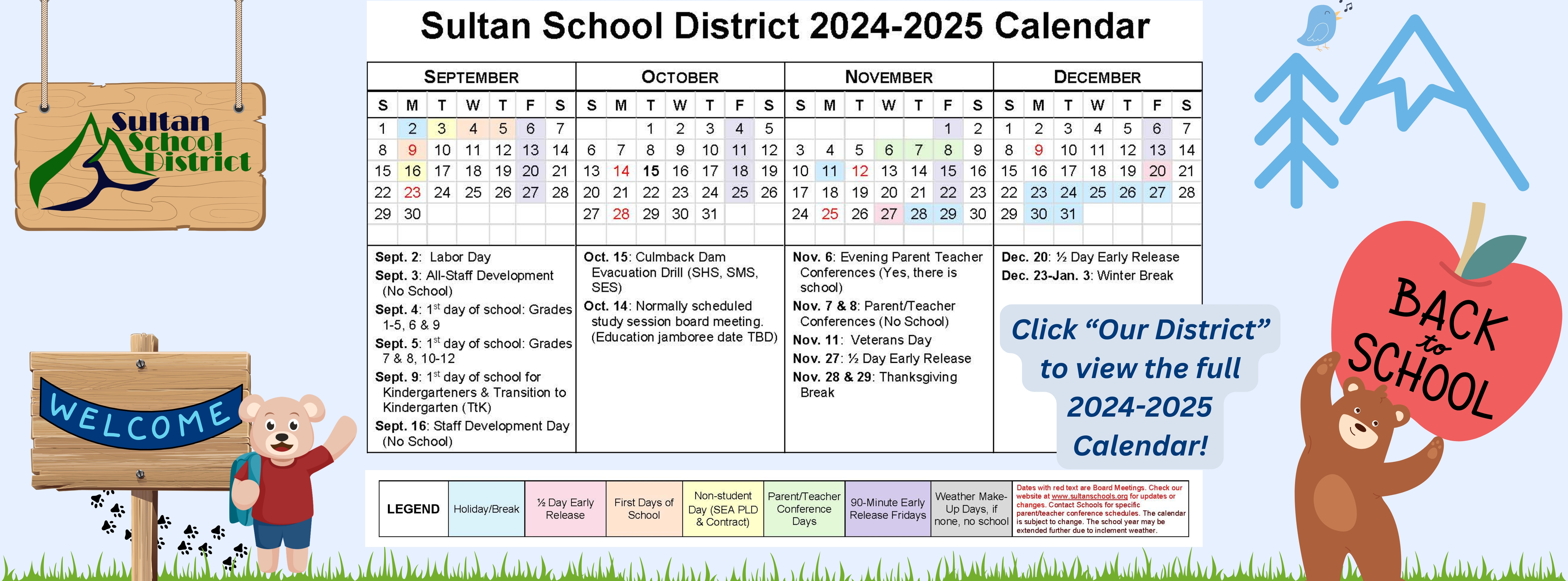 First Few months of school calendar for the 24-25 school year.