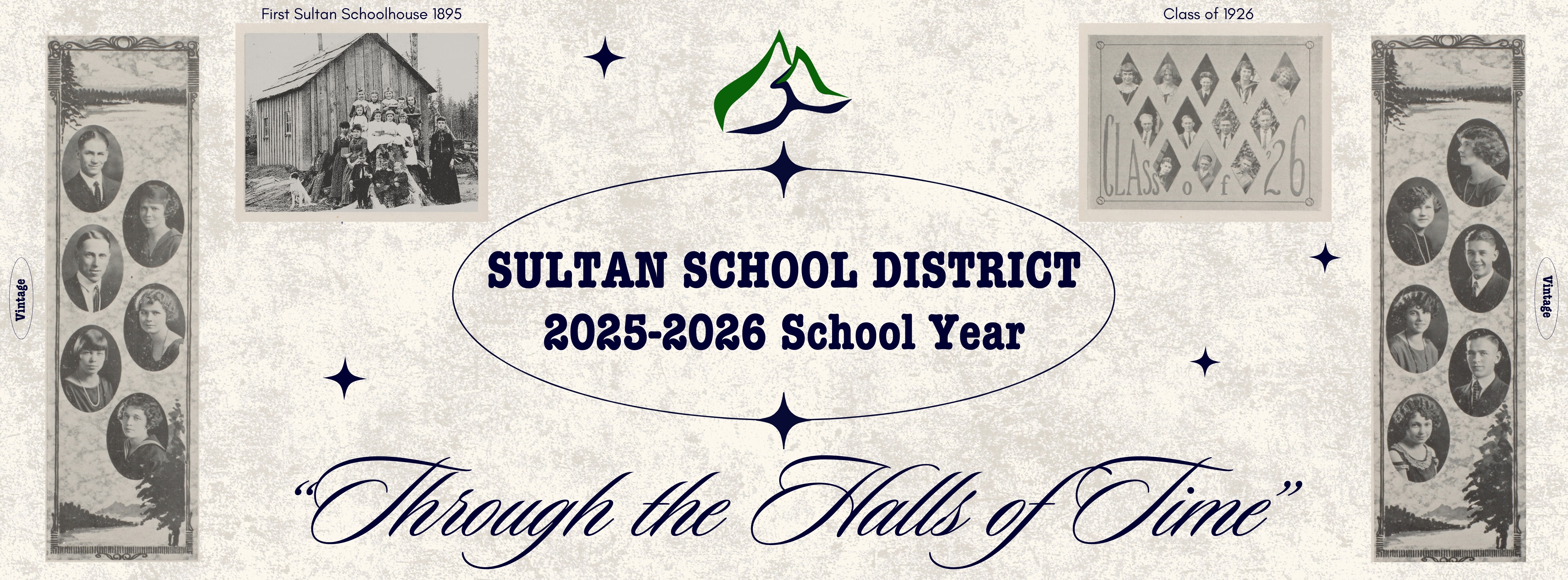 Welcome back to school 2025-2026 school year with SSD logo and pictures from 1925 and 1895