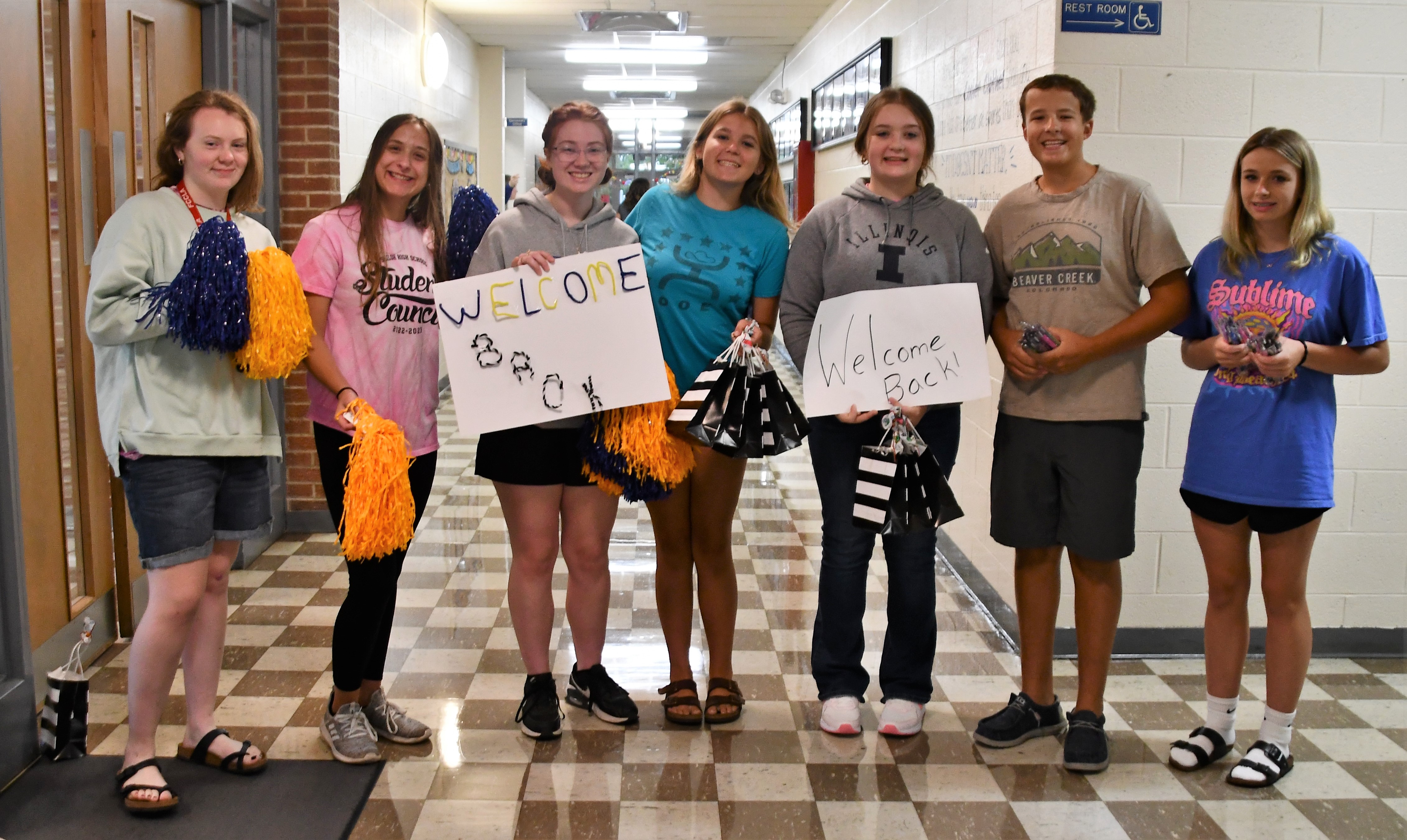 Student Council welcoming staff on first day of school