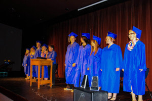 Graduating Seniors on the stage at graduation