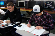 Kris and Austin Studying for a test