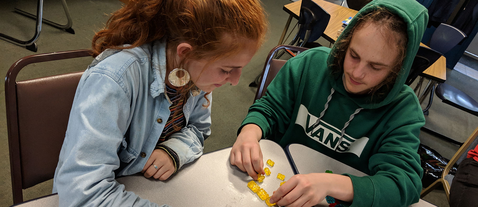 students working on project tin classroom