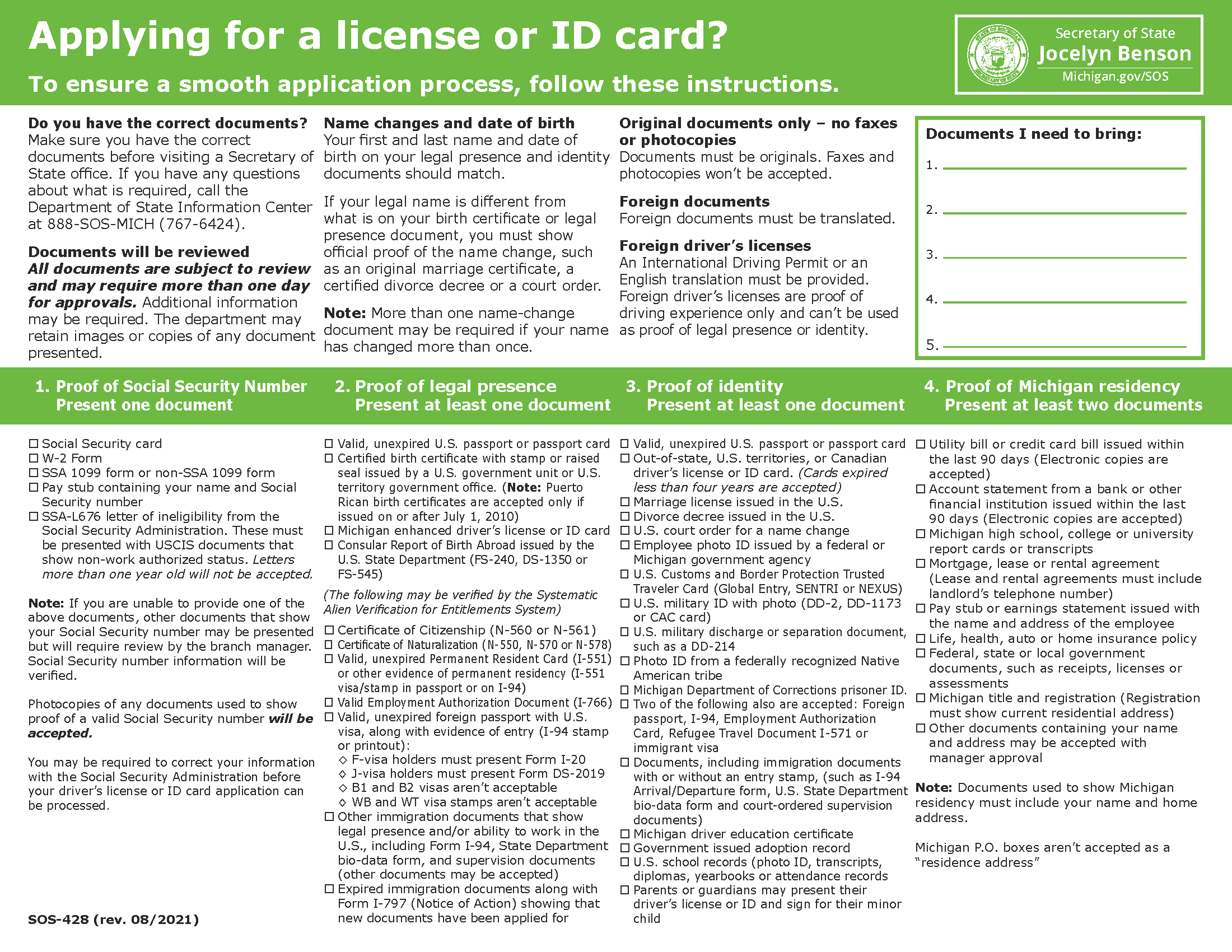 Applying for License or State ID Guidlines