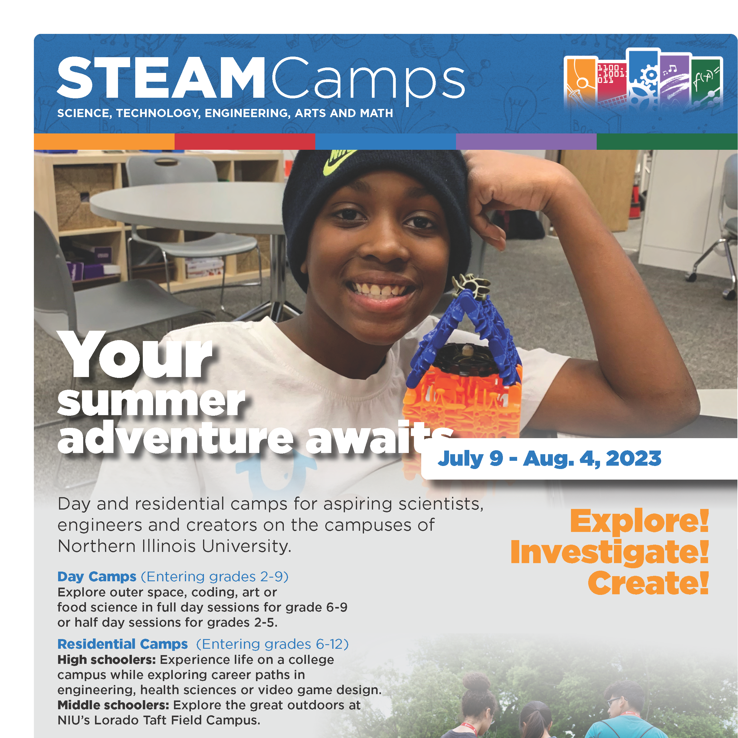 Flyer for NIU STEAM Camps