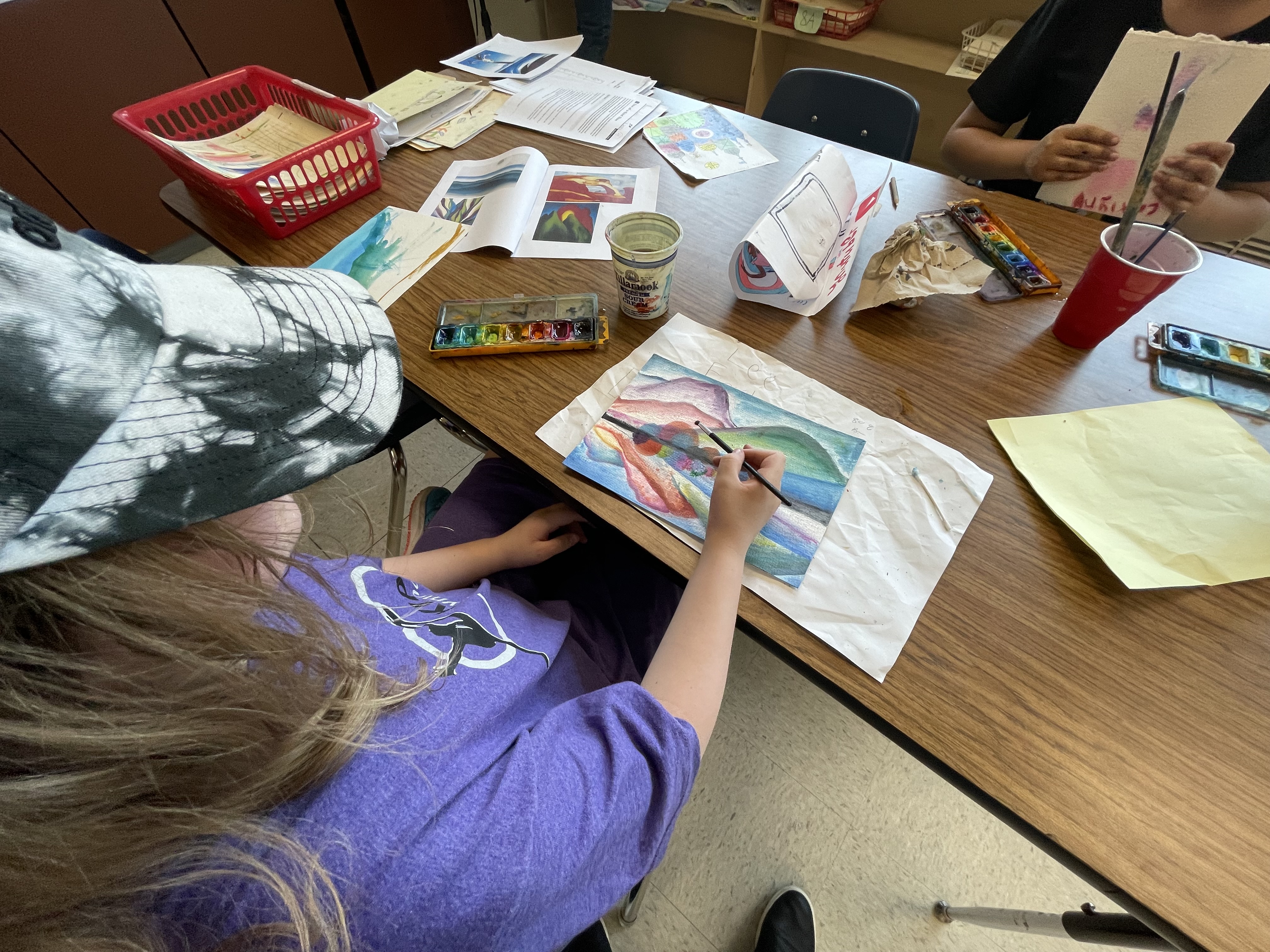 student painting