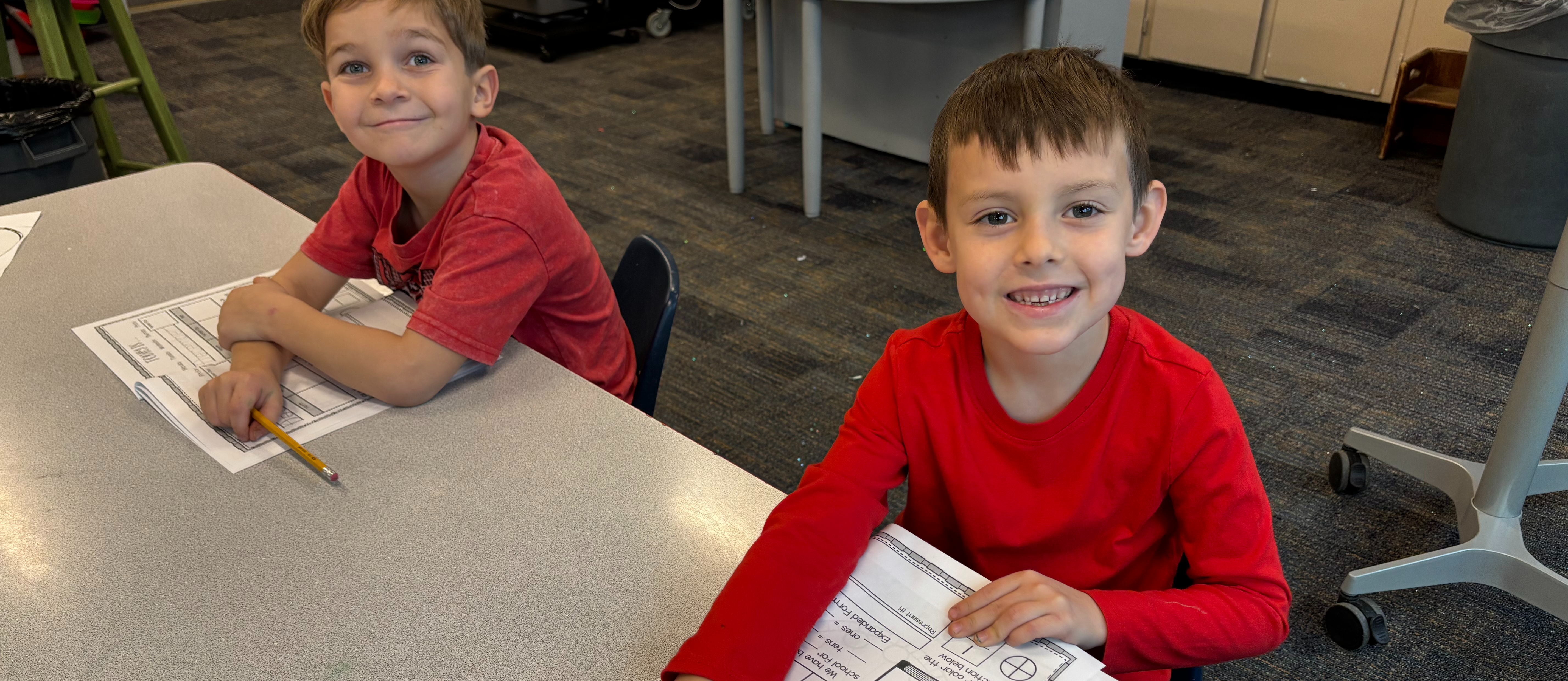 students learning to tell time