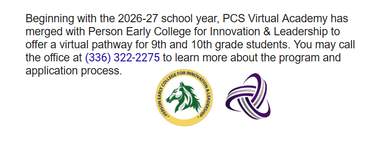 PECIL PCSVA Merge in the 2026-27 school year. Contact 336-322-2275 for more info.