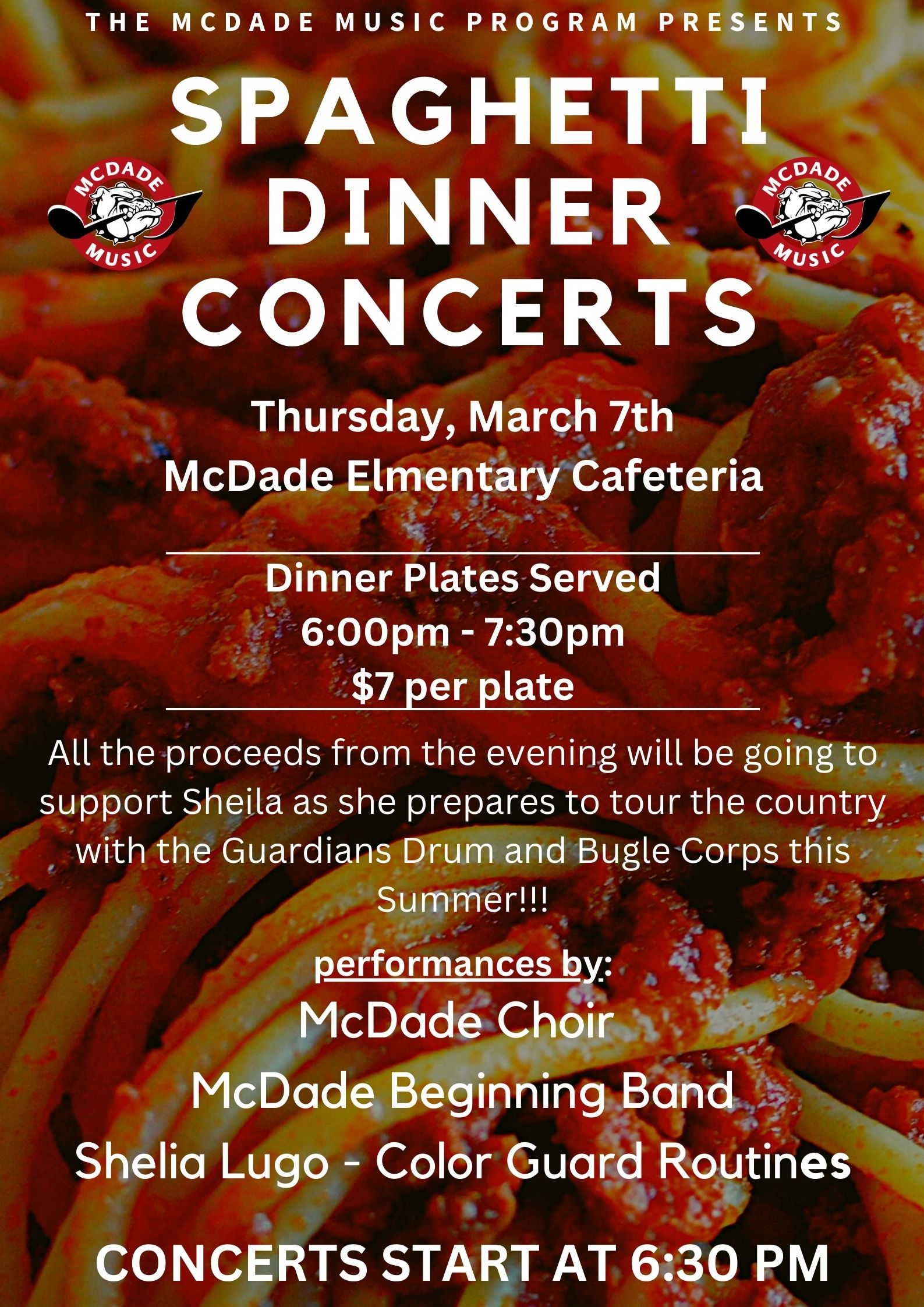 McDade Band Spaghetti Dinner Concerts