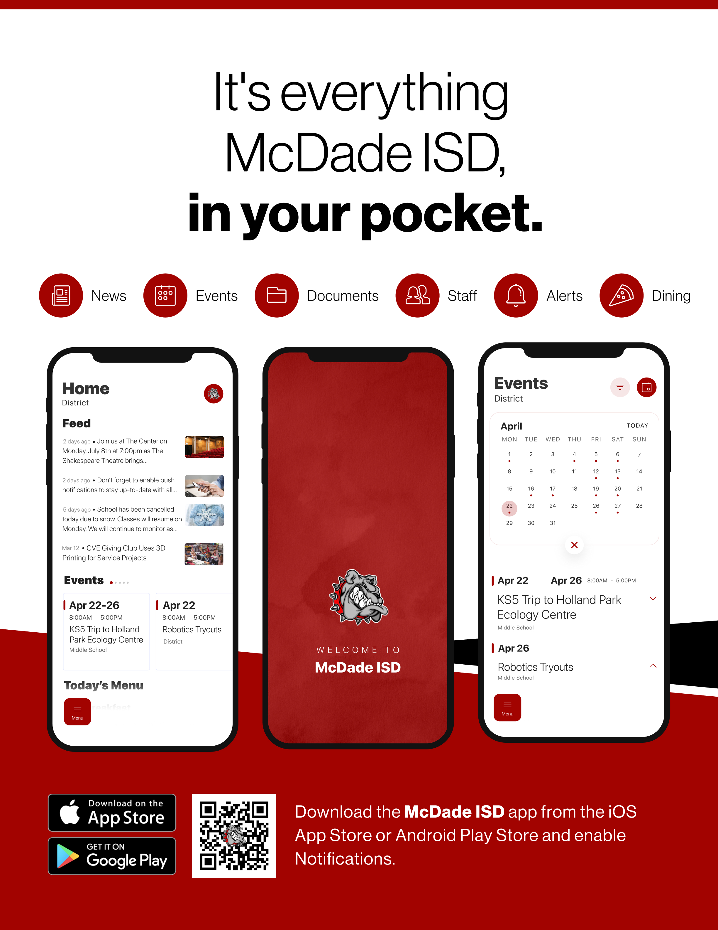 Say hello to Parent-Teacher chat in the new Rooms app. Download the McDade ISD app in the Google Play or Apple App store.