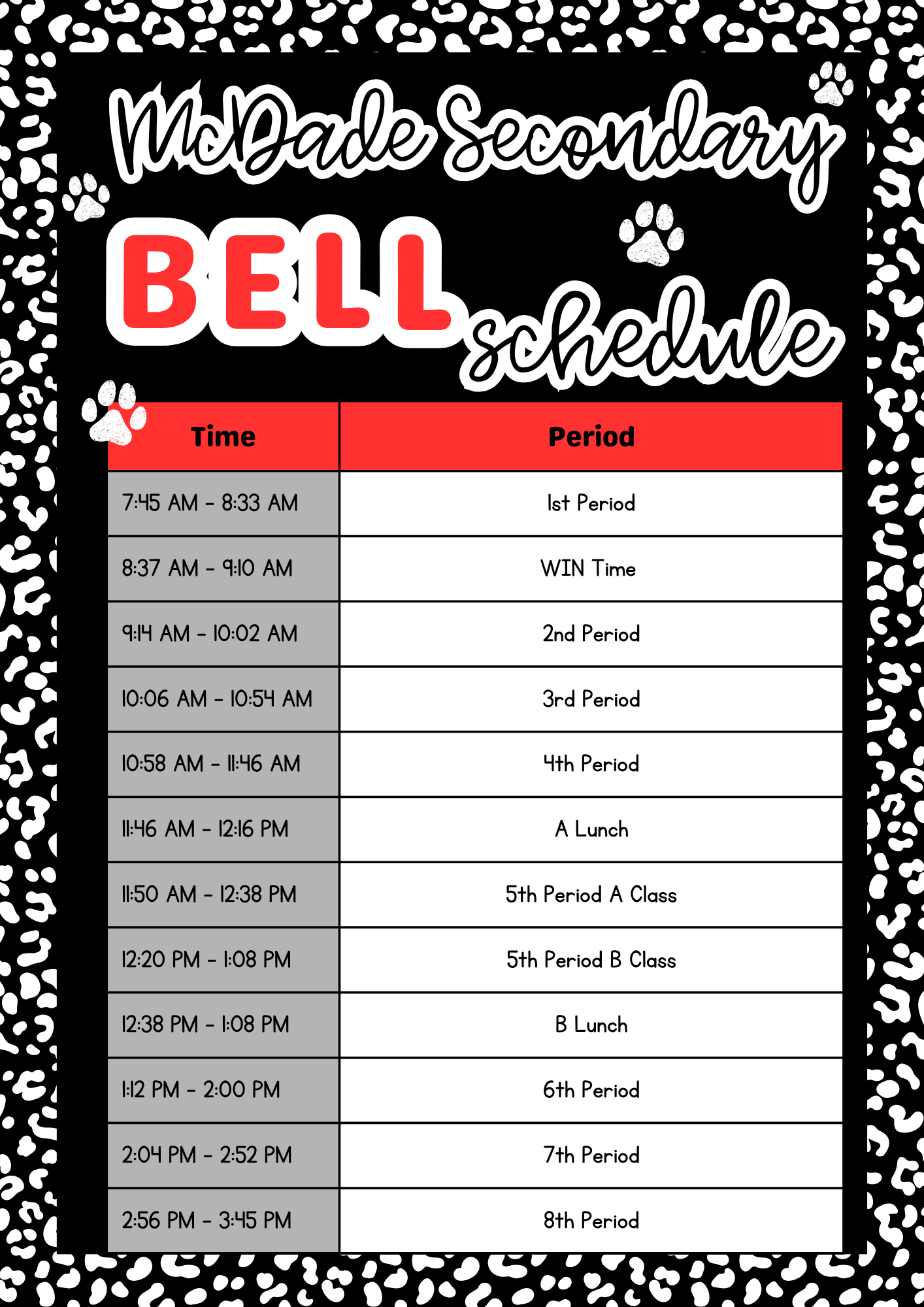Bell Schedule