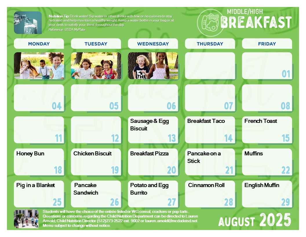 breakfast menu - english