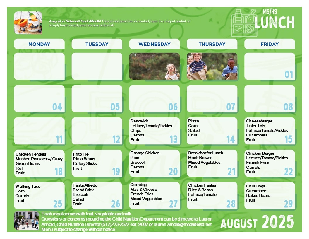 lunch menu - english