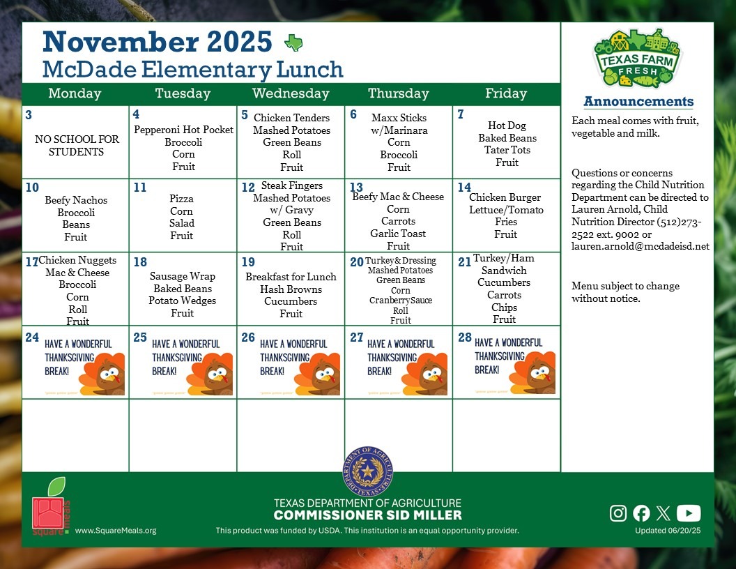 breakfast menu - english