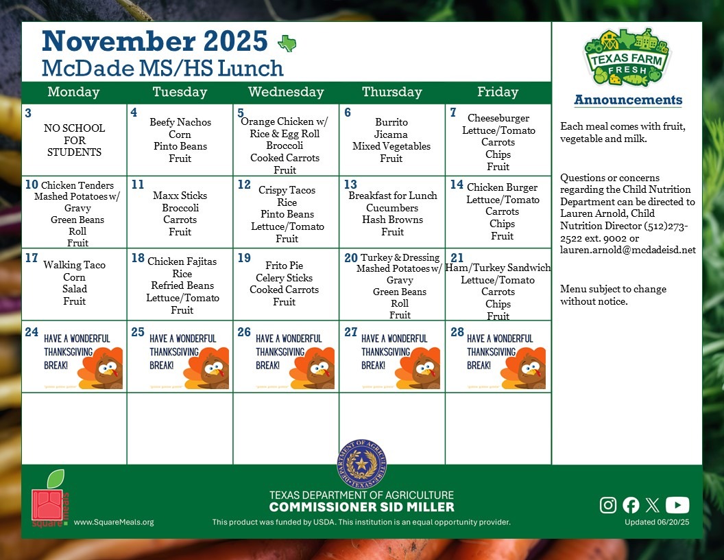 lunch menu - english