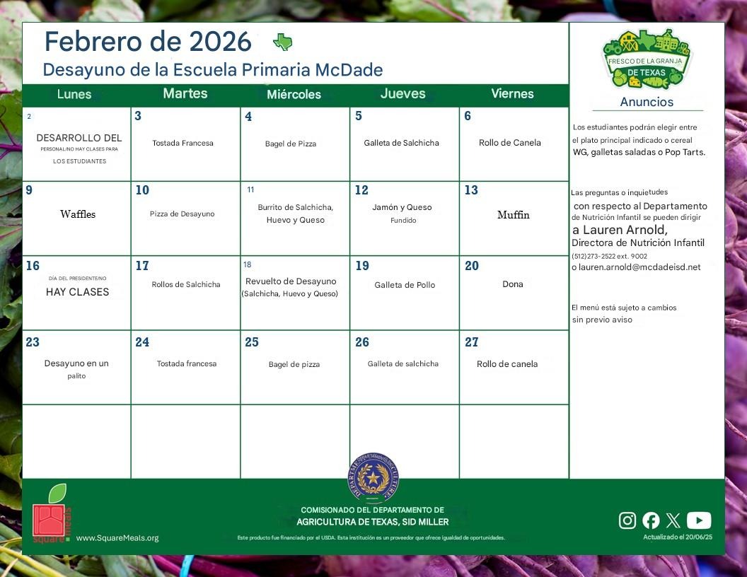 breakfast menu - english