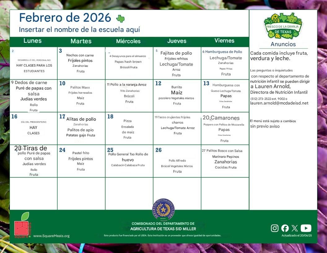 lunch menu - english