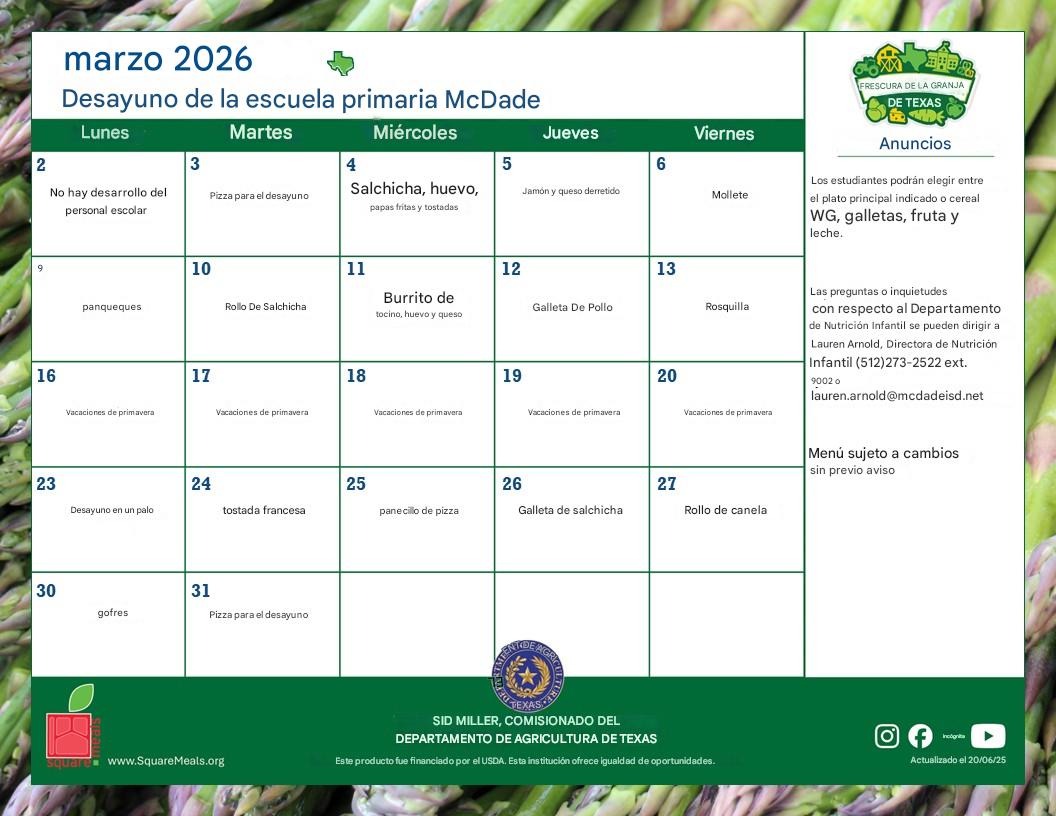 breakfast menu - english