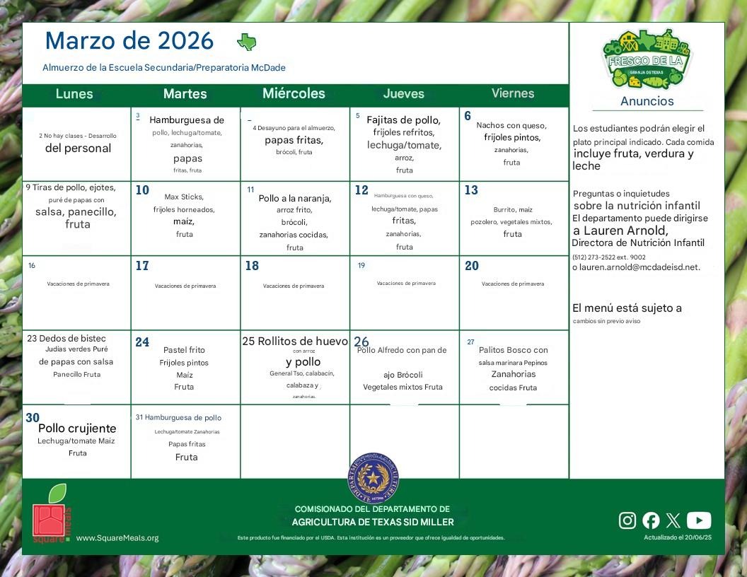 lunch menu - english