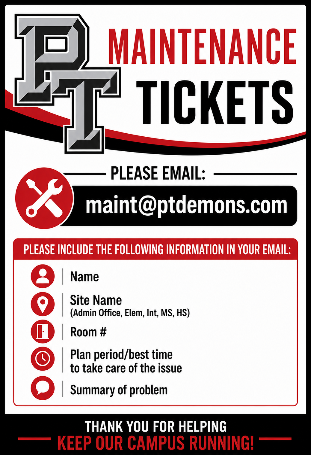 maintenance ticket
