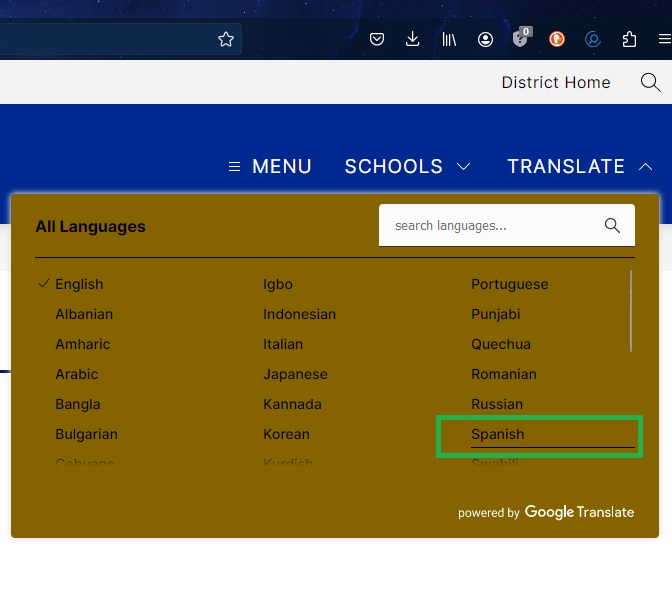 Select Your Language To Display on the Screen