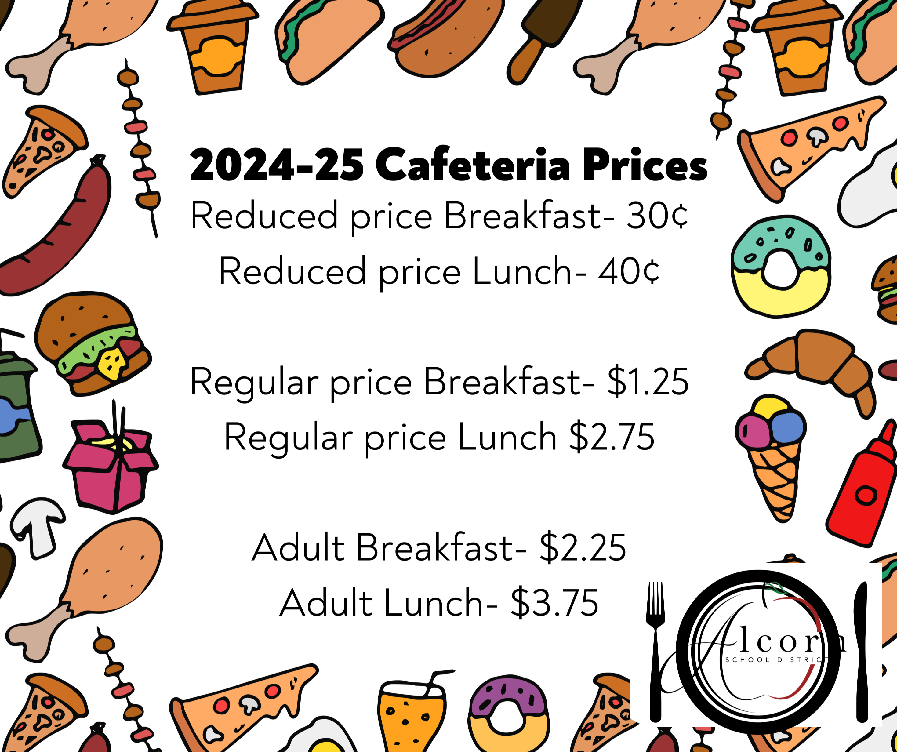 24 25 Cafeteria Prices