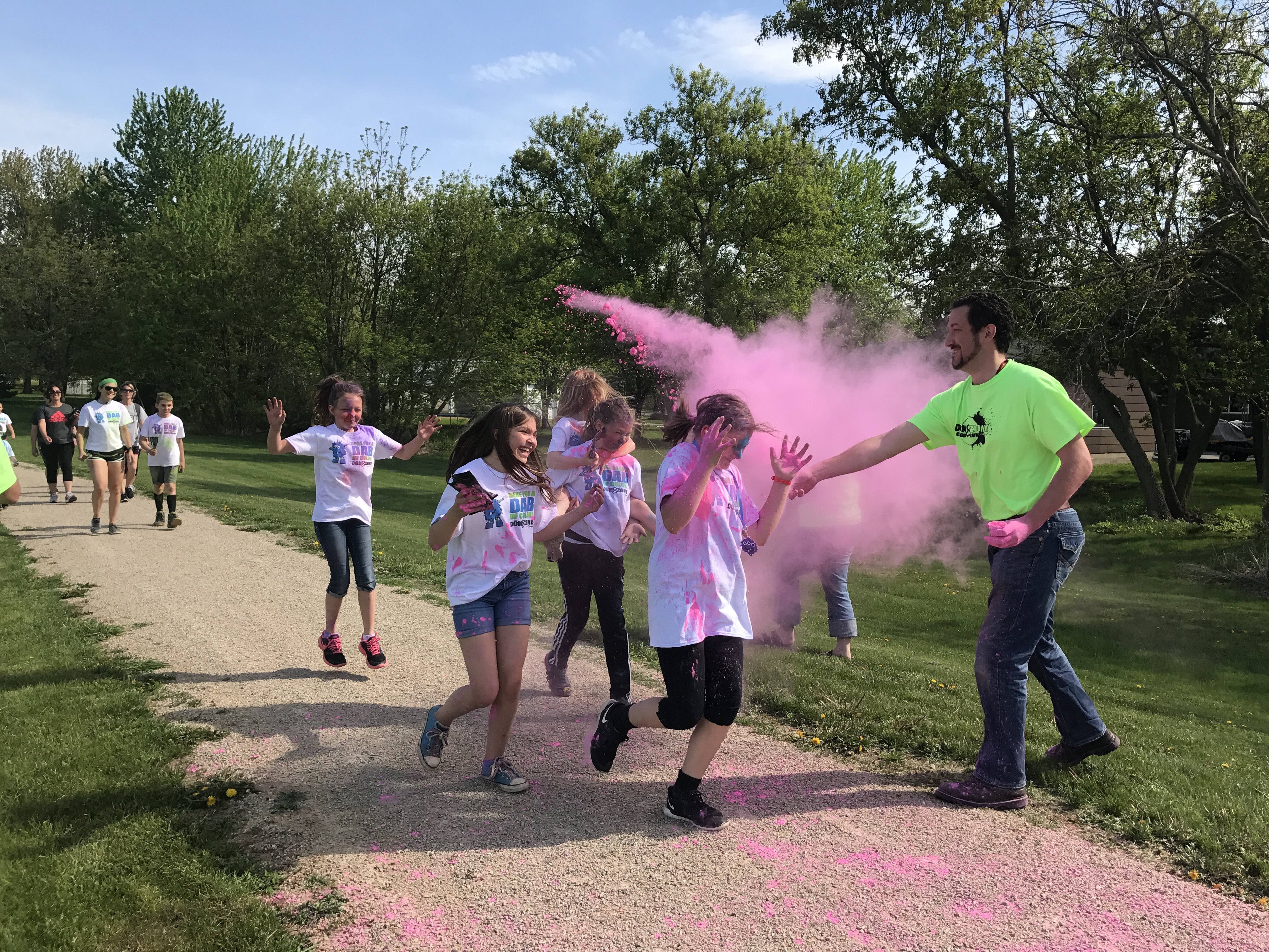 Students participating in a color run