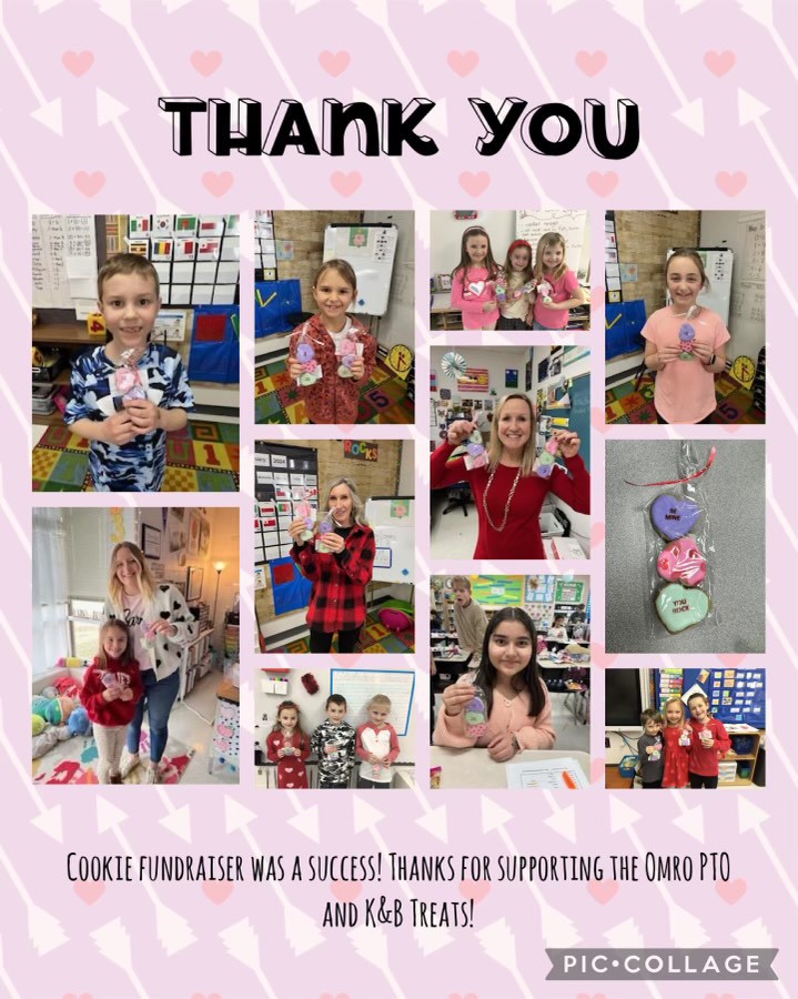 Picture collage of elementary students with valentines.