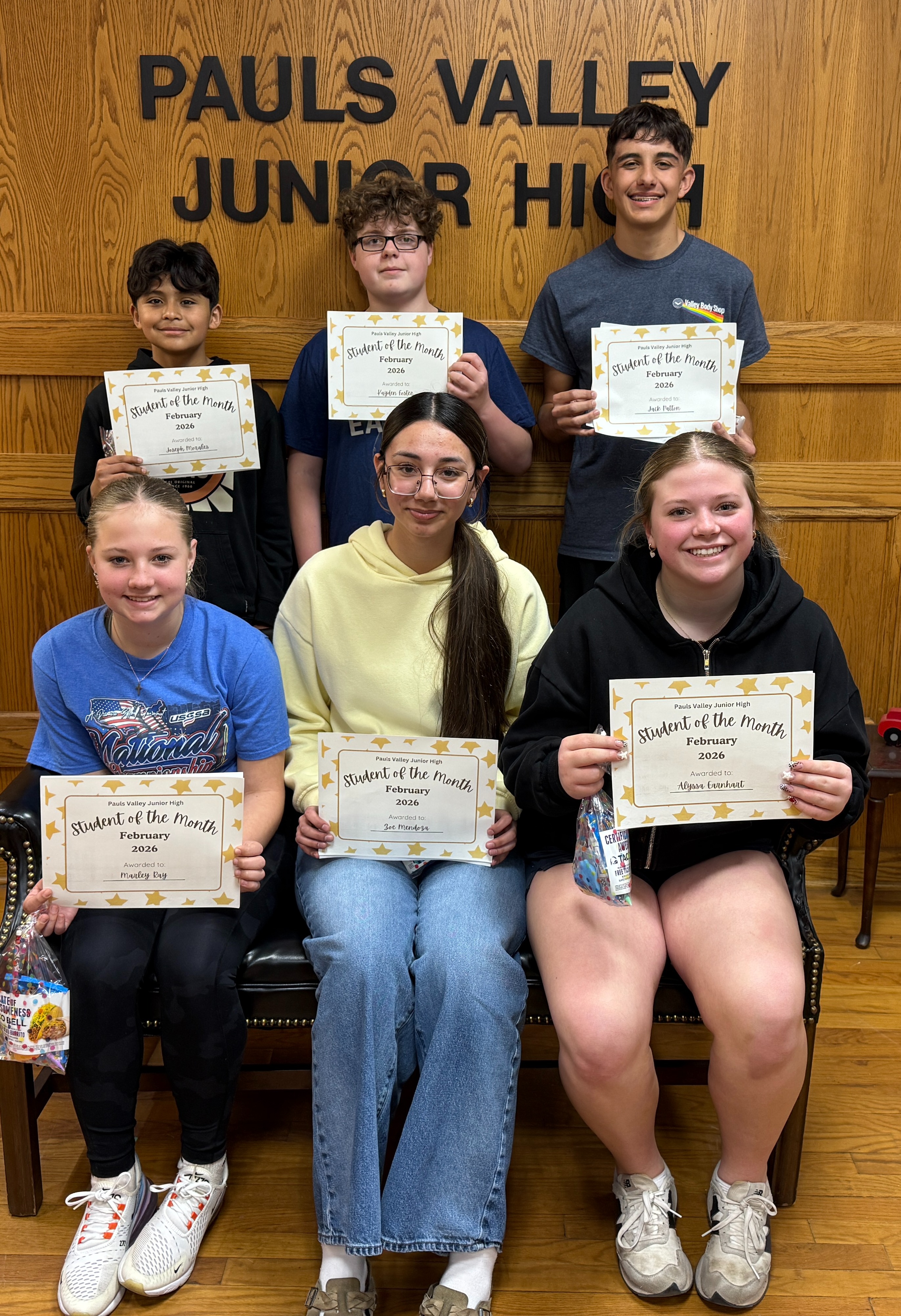 Feb Students of the month pose together