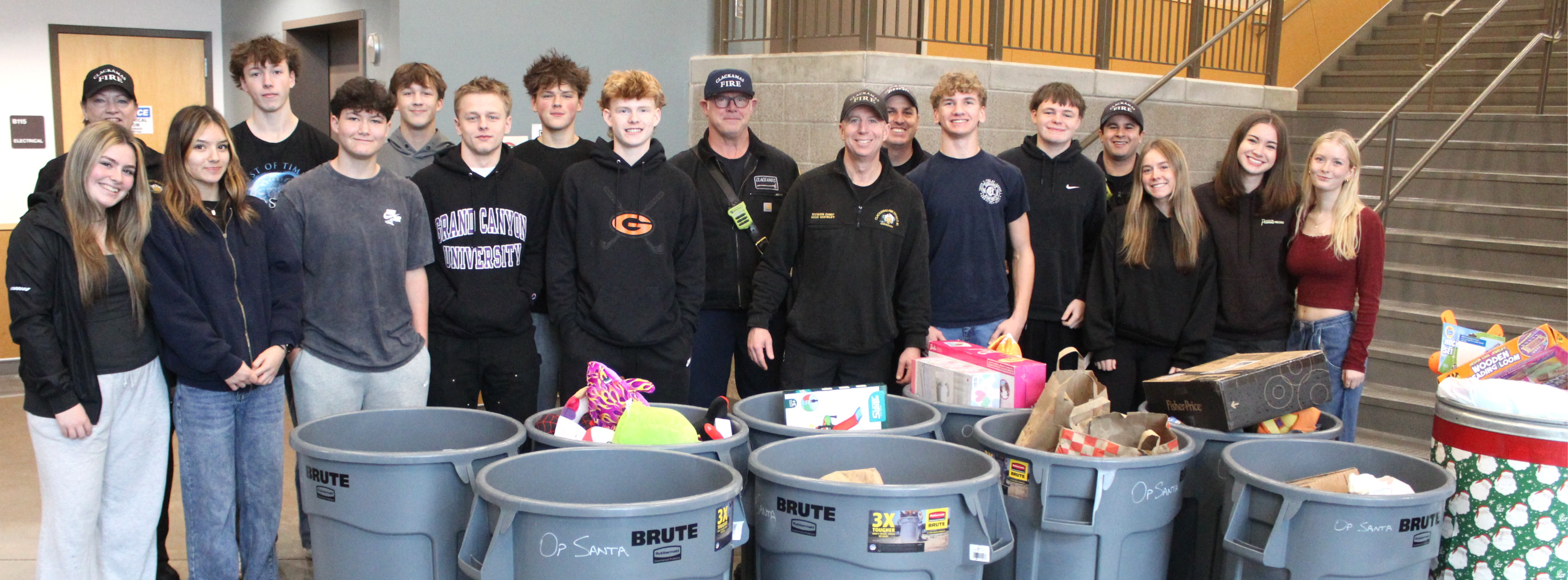 firefighters with barrels