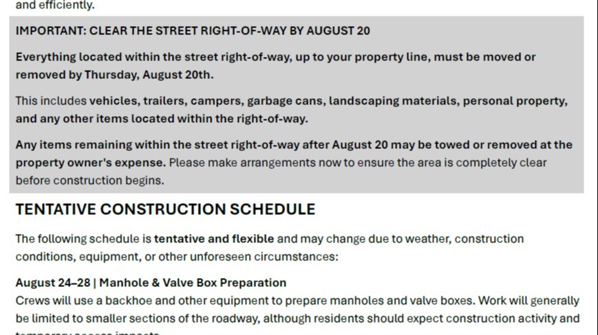 Letter to residents