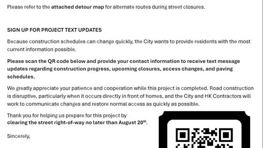 Letter to residents