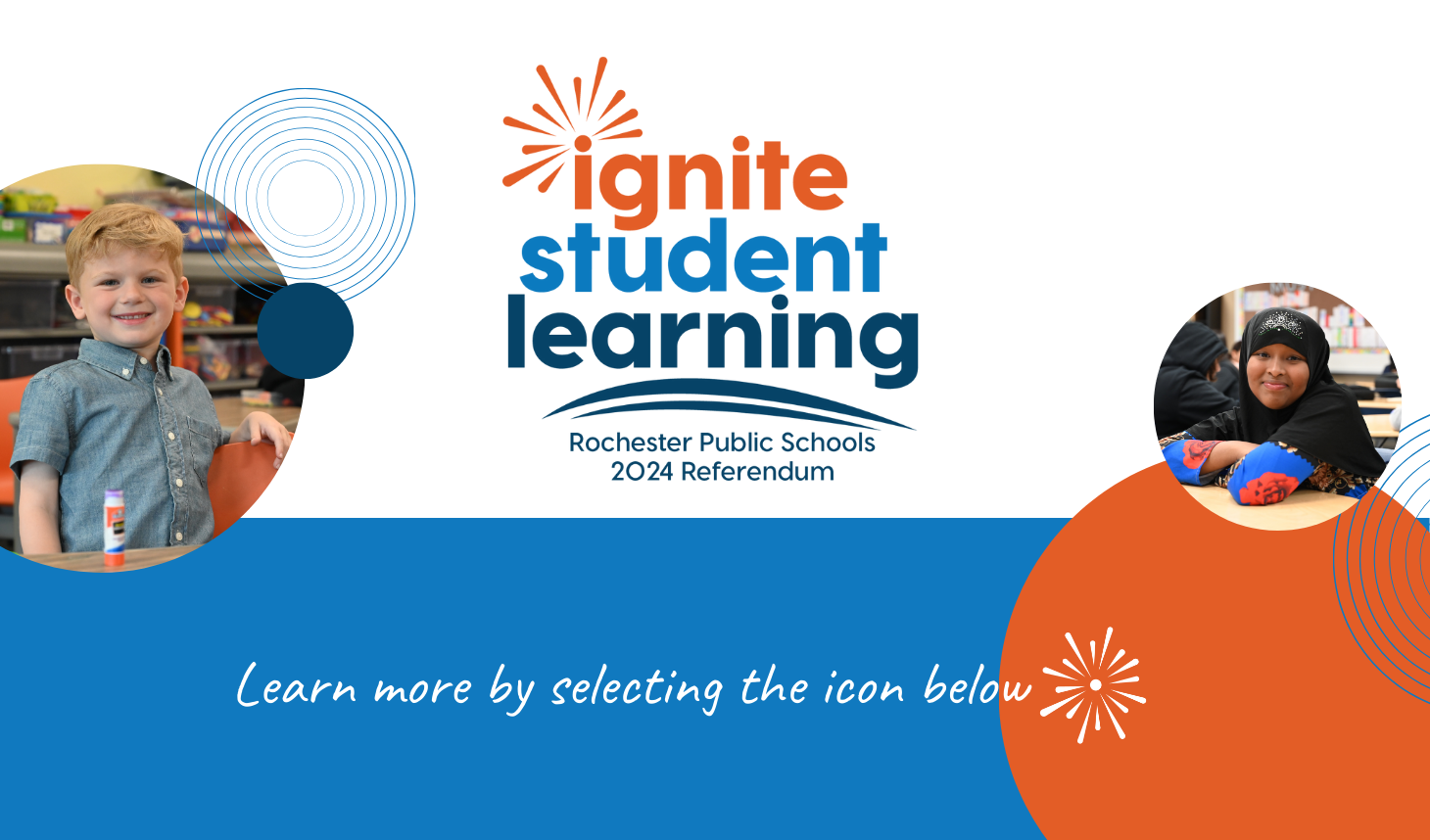 ignite student learning: Rochester Public Schools 2024 Referendum learn more by selecting the icon below