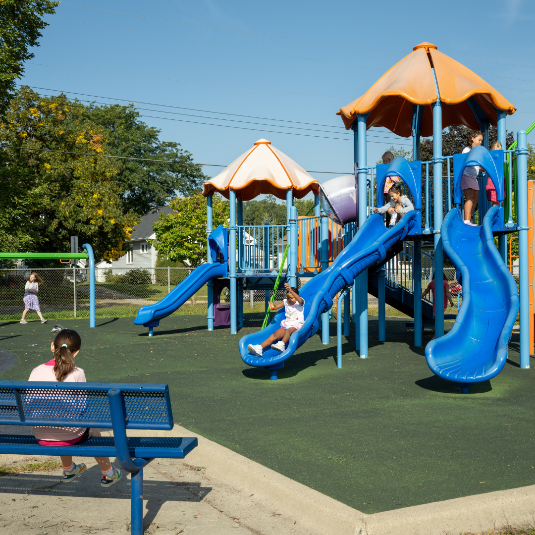 students out on the playground during recess
