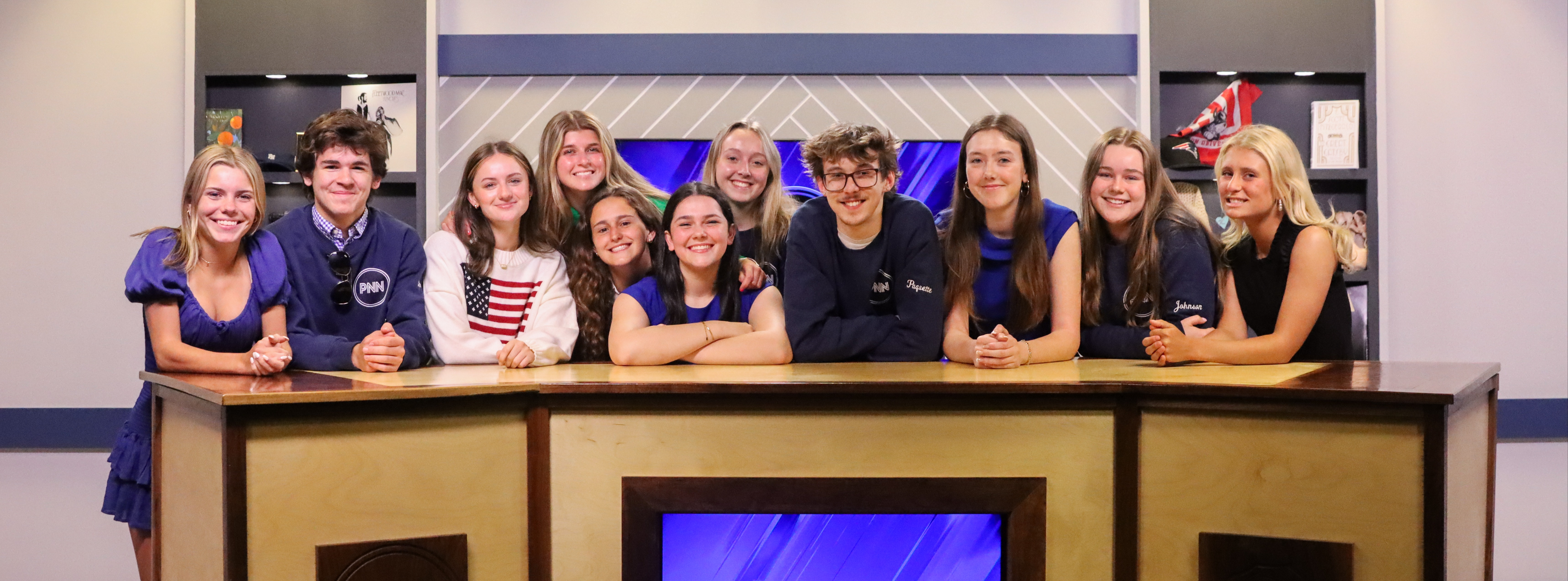 Plymouth North News students around the News Desk