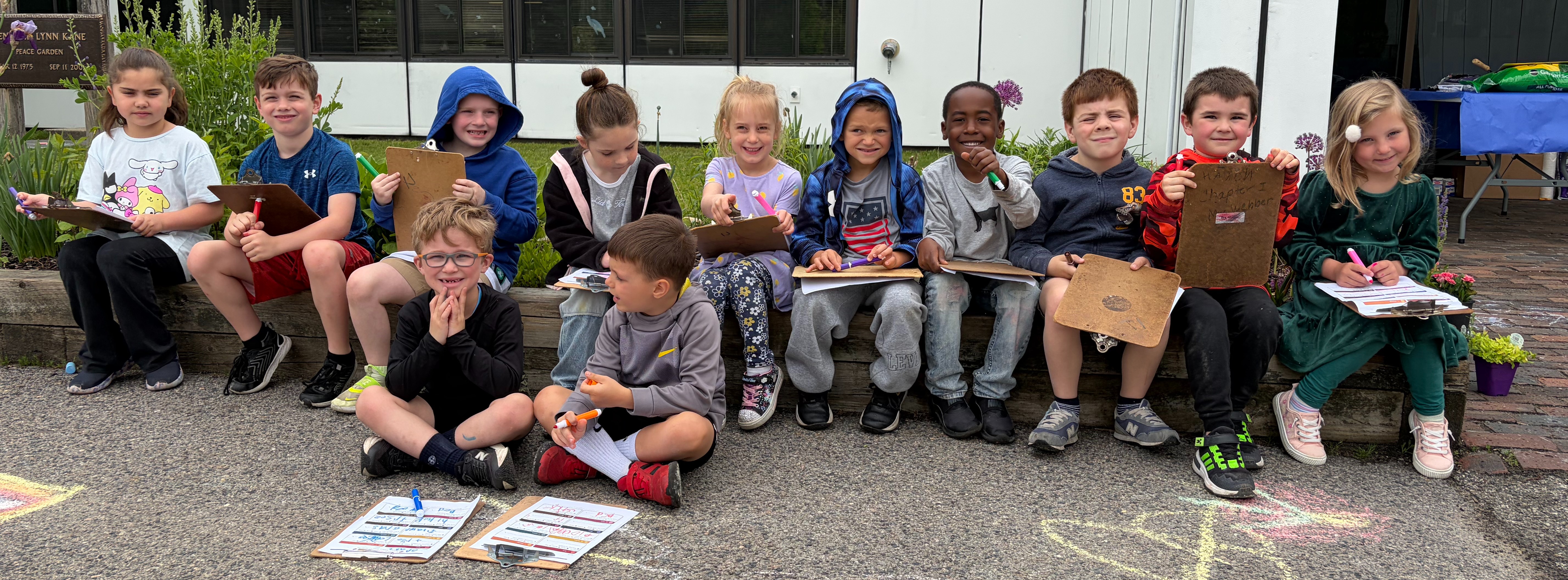 Students gardening.