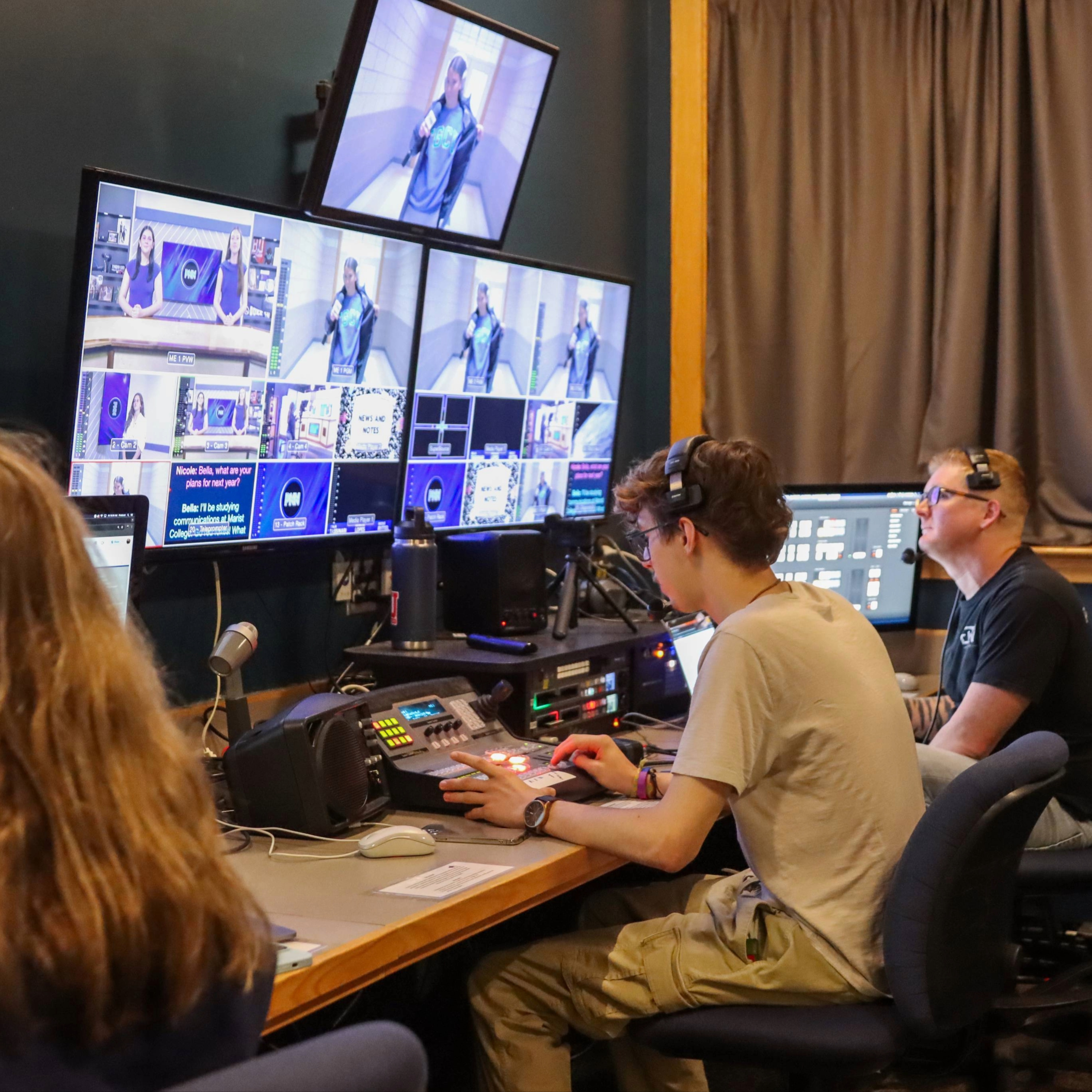 Students working in the control room.