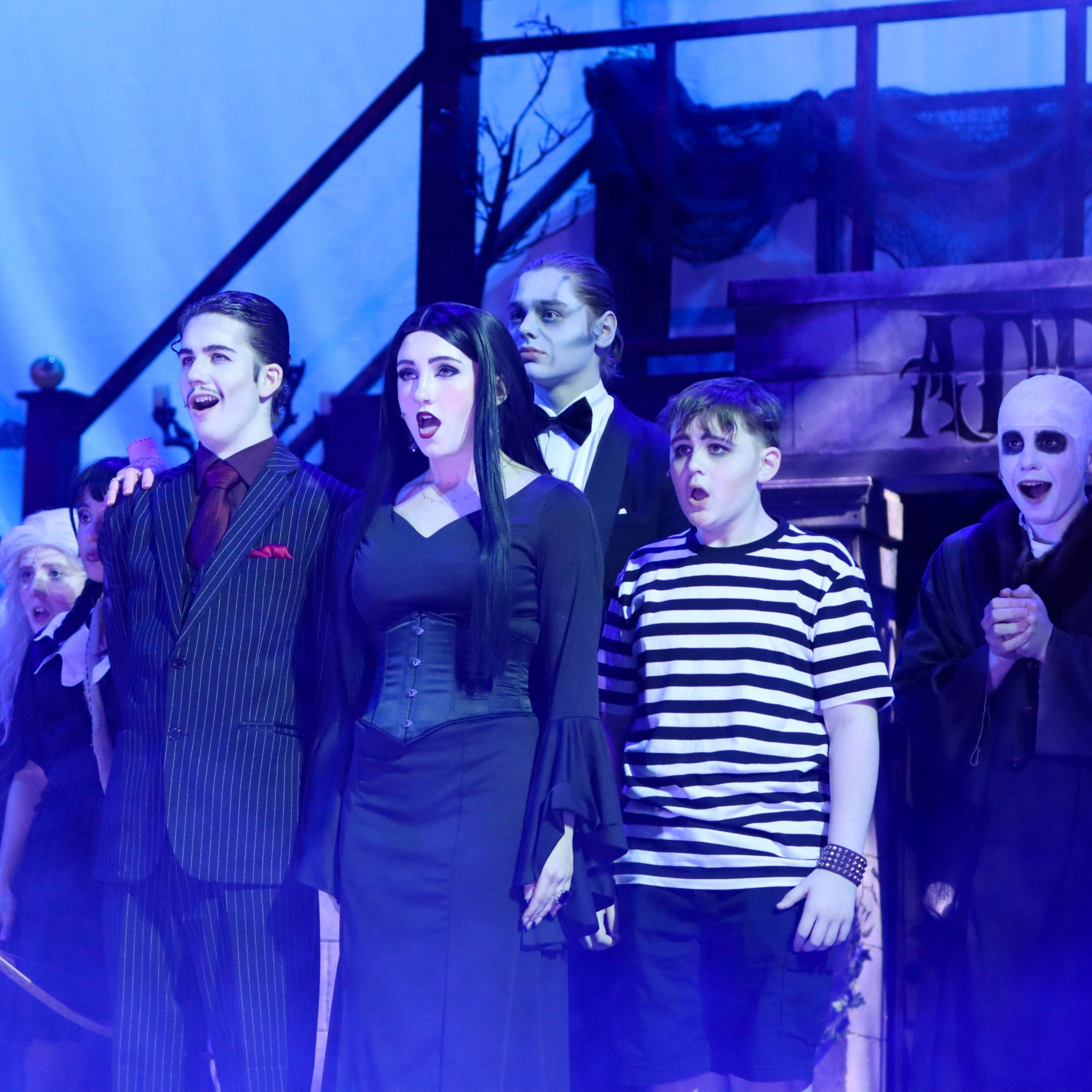 Students performing in a musical.