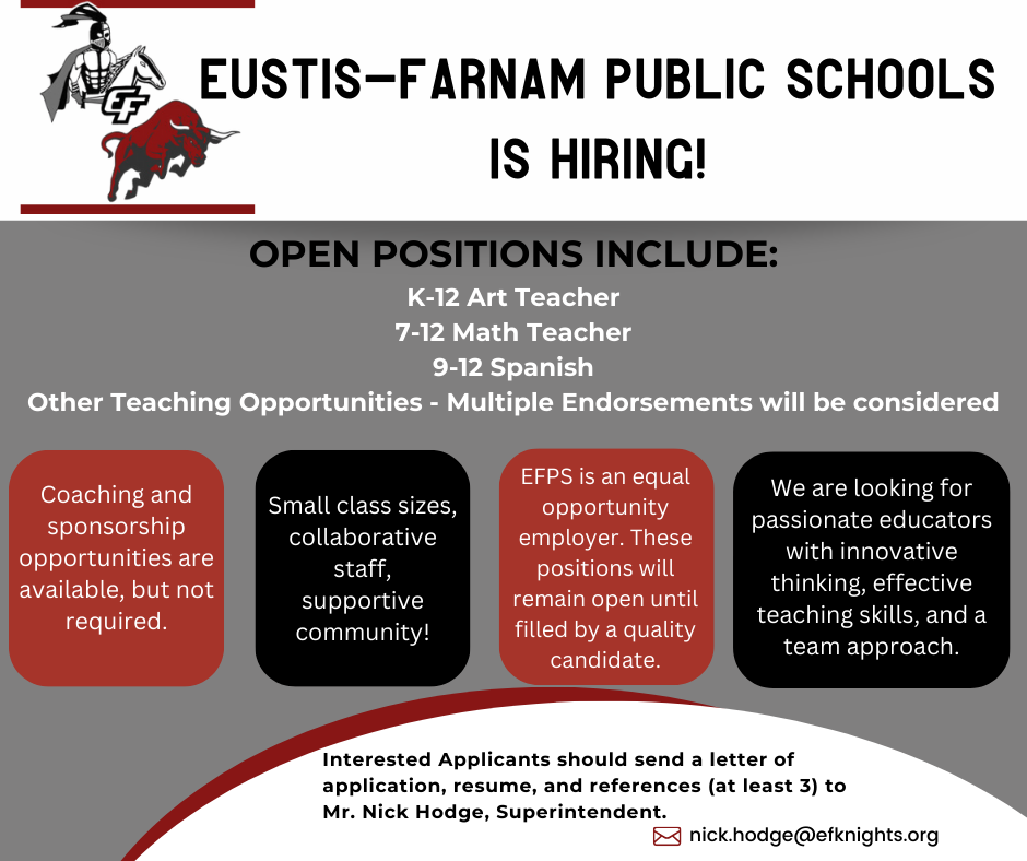 Job Openings Eustis Farnam Public Schools