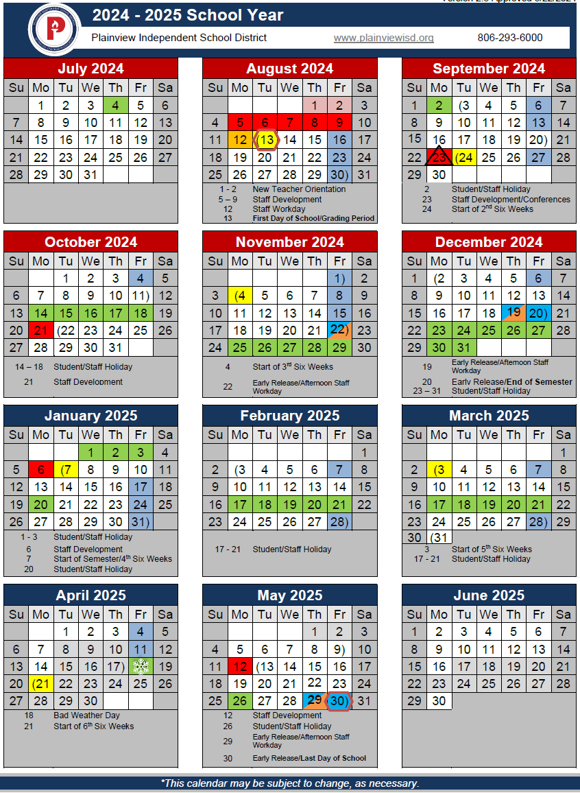 instructional calendar