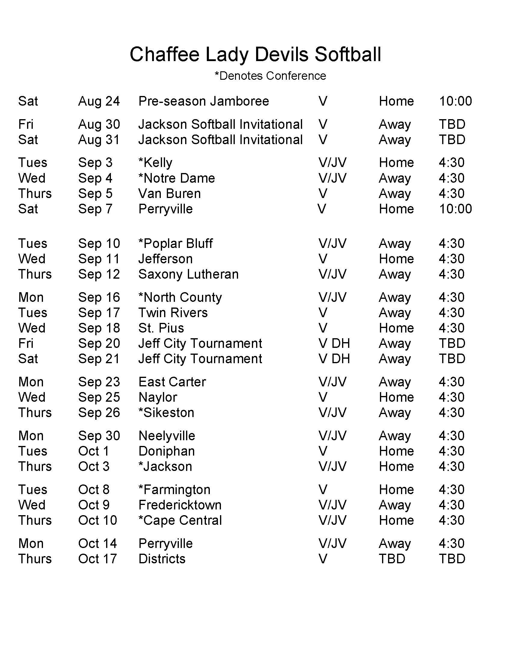 Lady Devils Softball Schedule 2024