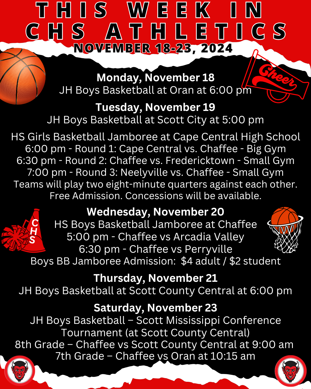 This Week in CHS Athletics November 18-23, 2024