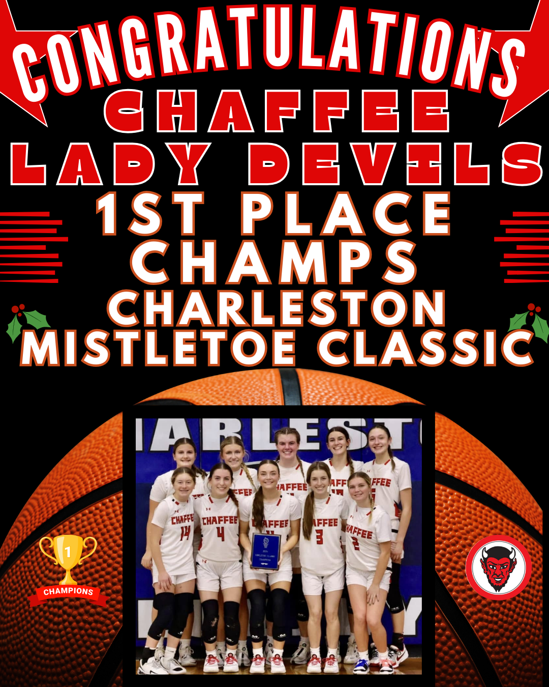 Congratulations Lady Devils 1st Place Champs at the Charleston Mistletoe Classic 2024