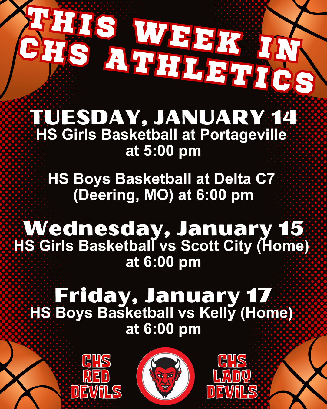 This Week in CHS Athletics January 14-17, 2025